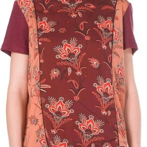 Scotch & Soda The Peaks Burgundy Red Mixed Floral Print Tee Shirt